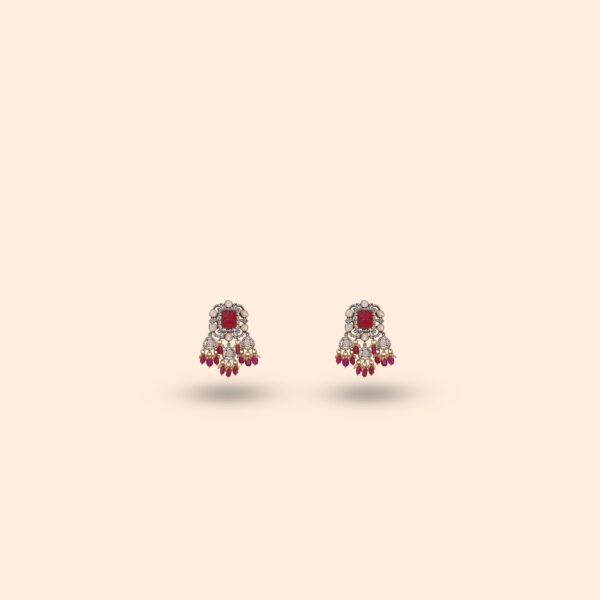 Ruby Stone Victorian Stud Earrings