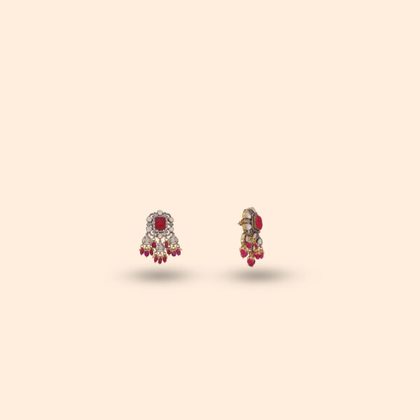 Ruby Stone Victorian Stud Earrings - Image 2