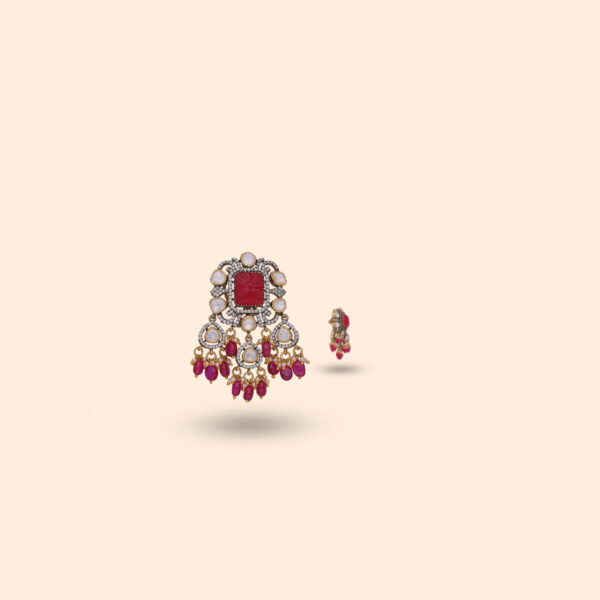 Ruby Stone Victorian Stud Earrings - Image 3