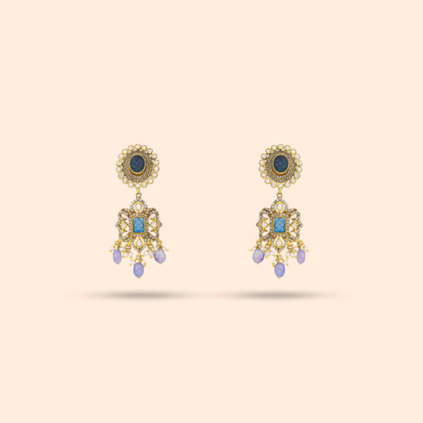 Moissanite & Sapphire Victorian Earrings