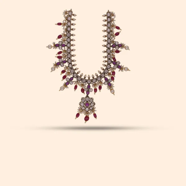 Victorian Ruby Pearl Necklace