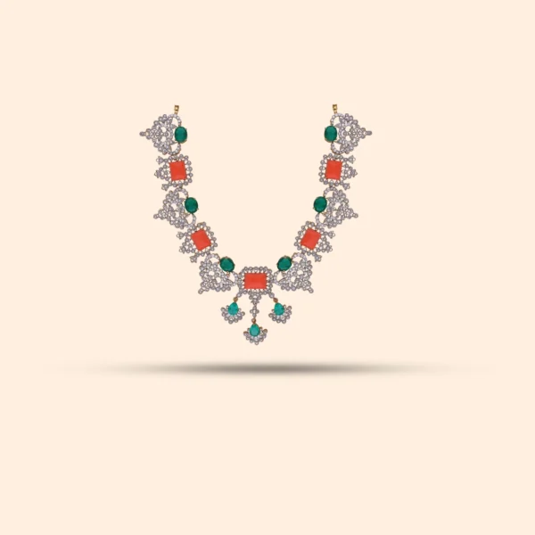 Fancy Coral Emerald Necklace