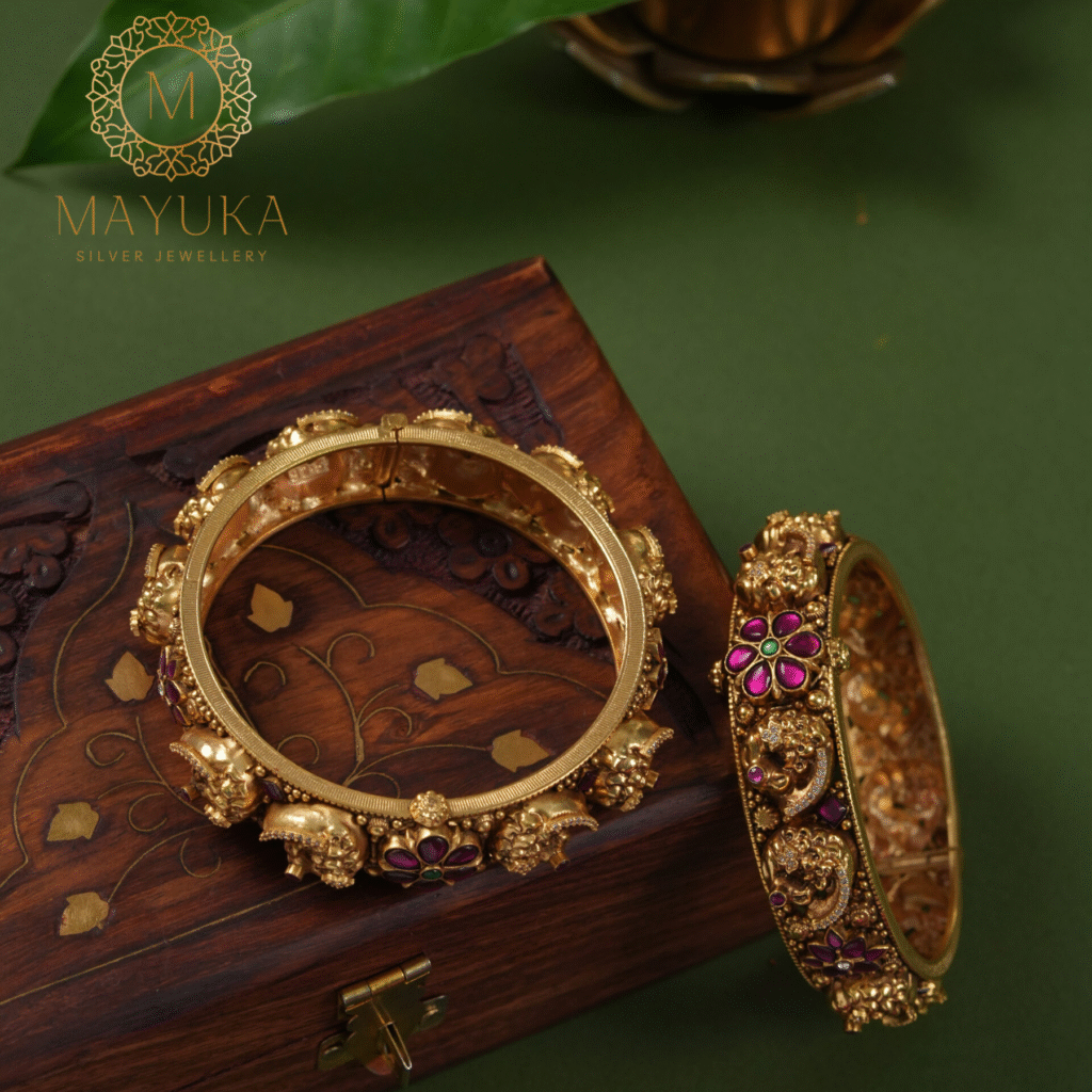 Emerald Swarovski Kundan Bangles