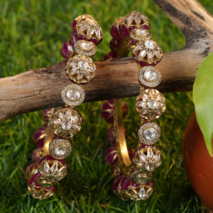 Moissanite Bangle with Ruby Kundan