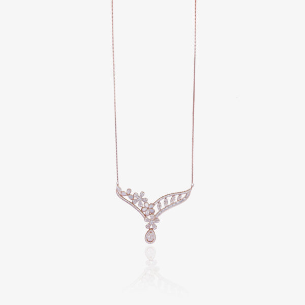Rose Gold Necklace with Swarovski & Pearls