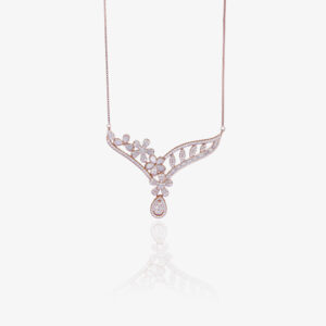 Rose Gold Necklace with Swarovski & Pearls
