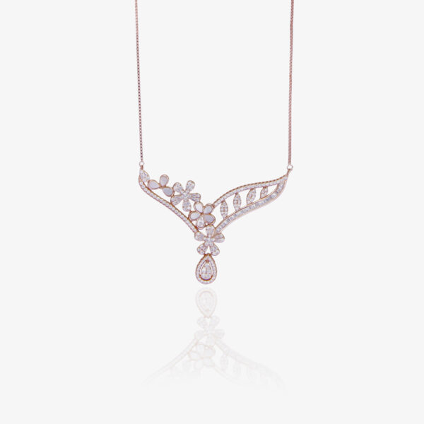 Rose Gold Necklace with Swarovski & Pearls