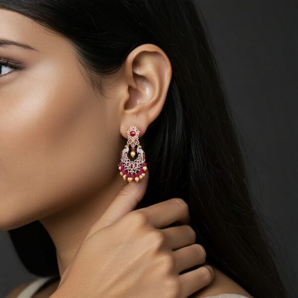 Ruby Pearl Swarovski Earrings - Image 2