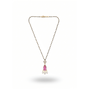 Pink Teardrop Pearl Black Beads Necklace