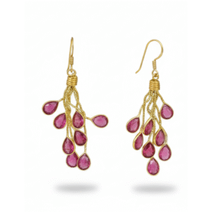 Pink Sapphire Kundan Dangling Earrings