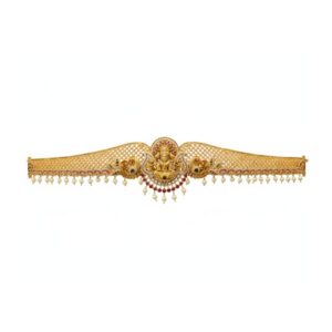 Divine Motif Silver Vaddanam with Pearls