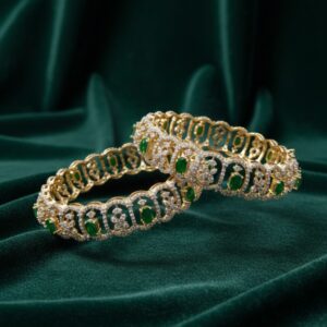 Emerald Swarovski Silver Bangle