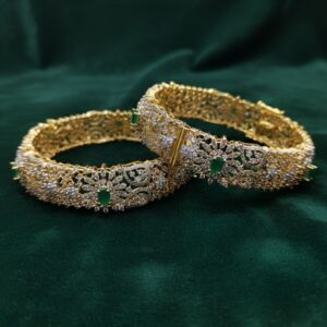 Emerald Swarovski Silver Bangle