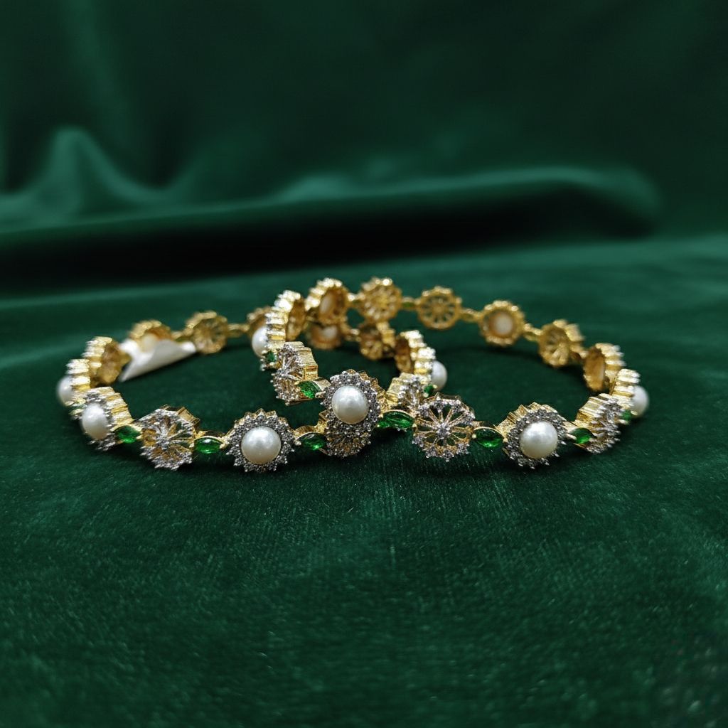 Floral Swarovski Emerald Bangle