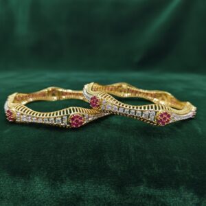 Pink & White Swarovski Silver Bangle