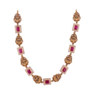 Ruby Square Divine Nakshi Necklace Set