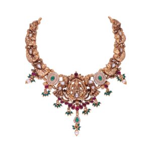 Pink & Green Divine Nakshi Necklace Set
