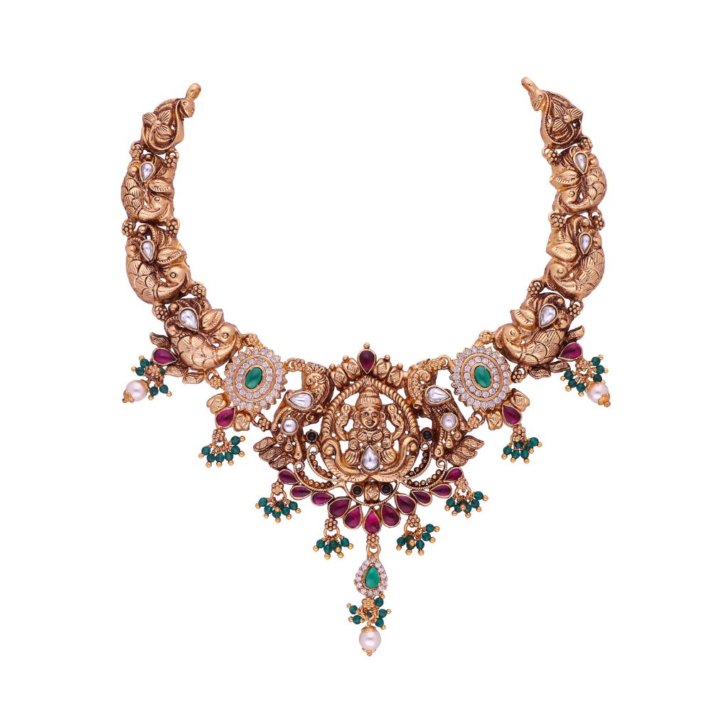 Pink & Green Divine Nakshi Necklace Set