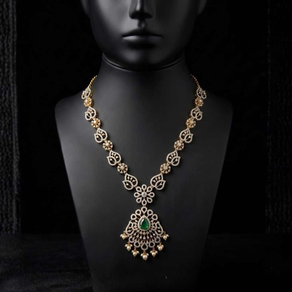 Emerald Leaf Swarovski 3/4 Necklace Set