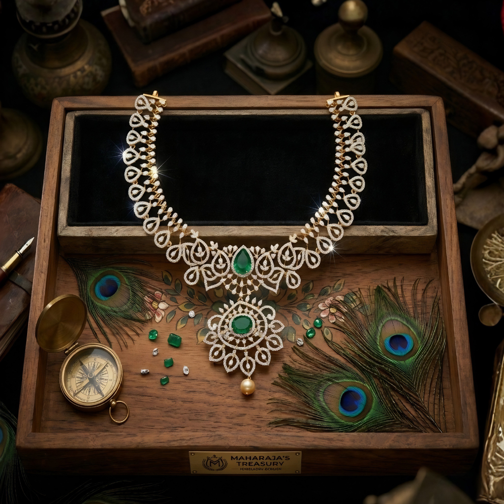 Pearl Drop Emerald Swarovski Choker Set