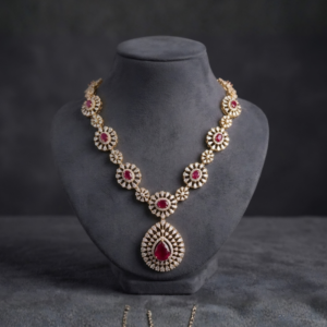 Ruby Floral Swarovski Necklace Set