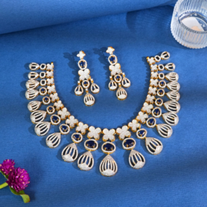 Swarovski Stone Silver Choker Set