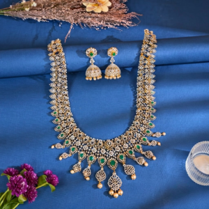 Emerald Swarovski Bridal Long Haaram Set