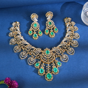 Emerald Green Swarovski Silver Choker Set