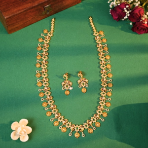 Emerald Swarovski Nakshi Long Haaram Set