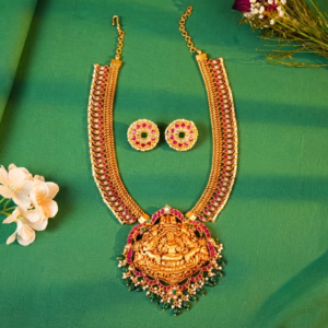 Emerald Swarovski Nakshi Bridal Haaram Set